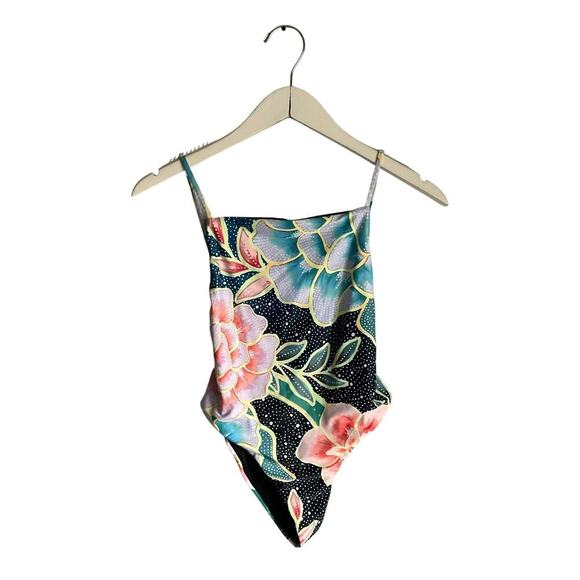 Mara Hoffman Pants - Mara Hoffman Square Neck Arcadia One Piece Swimsuit Boho Floral Botanical XS